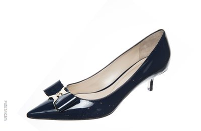 Spitze Pumps mit Schleife Lack-Schwarz Pareo